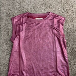 Anthropologie Metallic Pink Short Sleeve Top